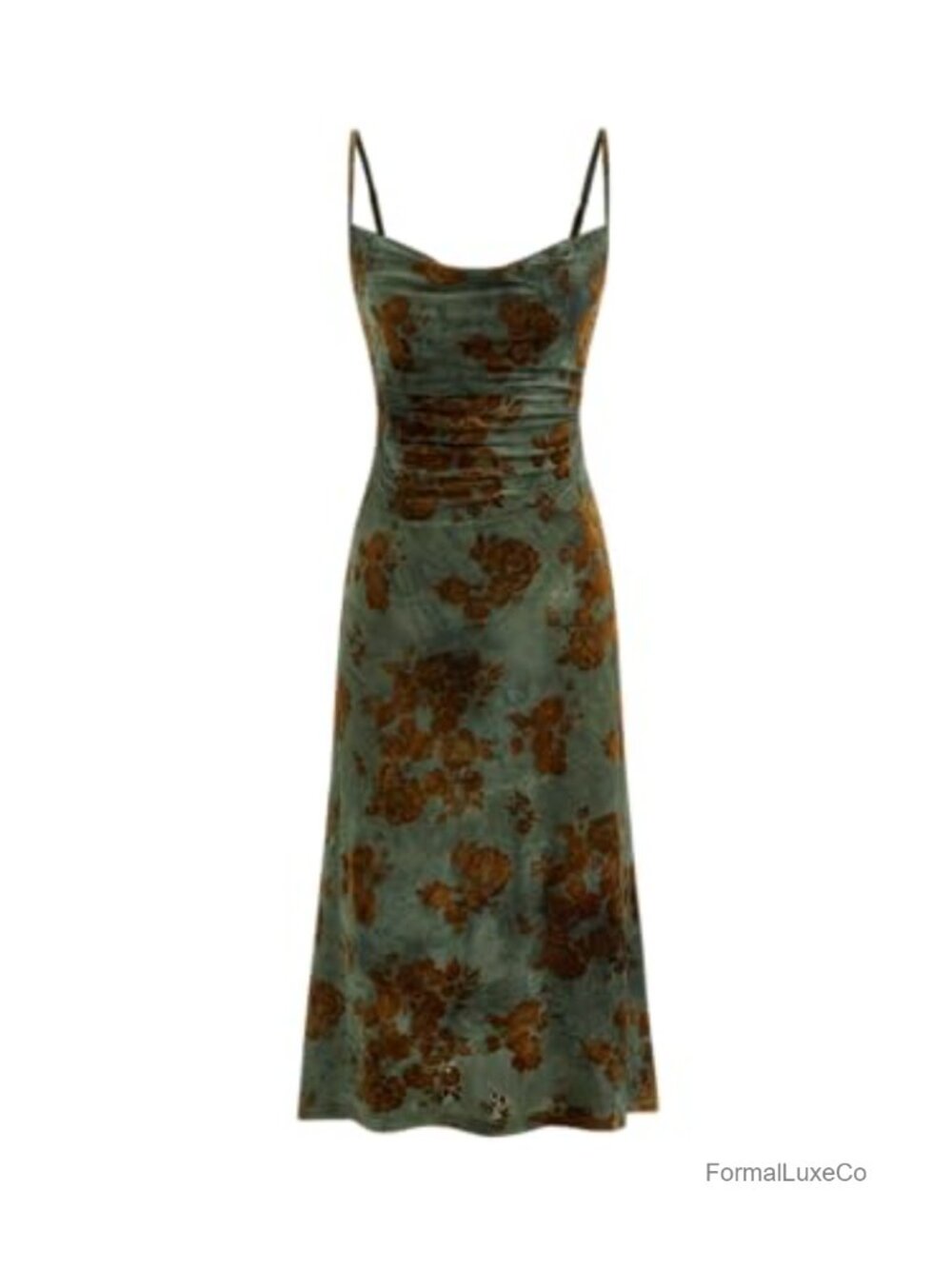Velvet Floral Sleeveless Midi Dress Wedding Guest